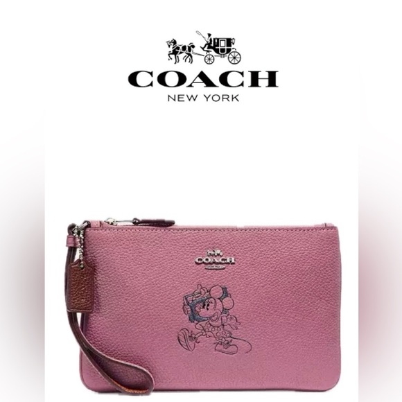 HP 🎉Coach Minnie Mouse Small Wristlet With Motif - Picture 1 of 8
